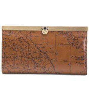 Patricia Nash Leather Cauchy Framed Wallet /w Map Print- Push Lock Closure-NWT